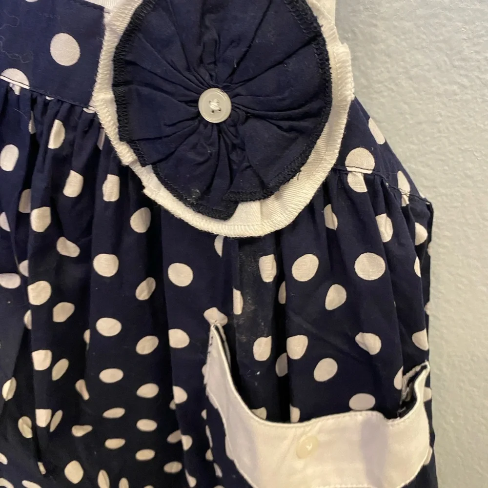 Sur La Table Apron Dotty Bow Blue White Full Apron with Pockets & Pot Holder